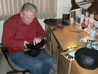 Michael Menkin constructing a thought screen helmet