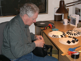 Michael Menkin constructing a thought screen helmet