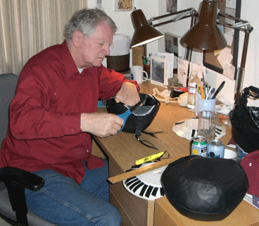 Michael Menkin making a thought screen helmet